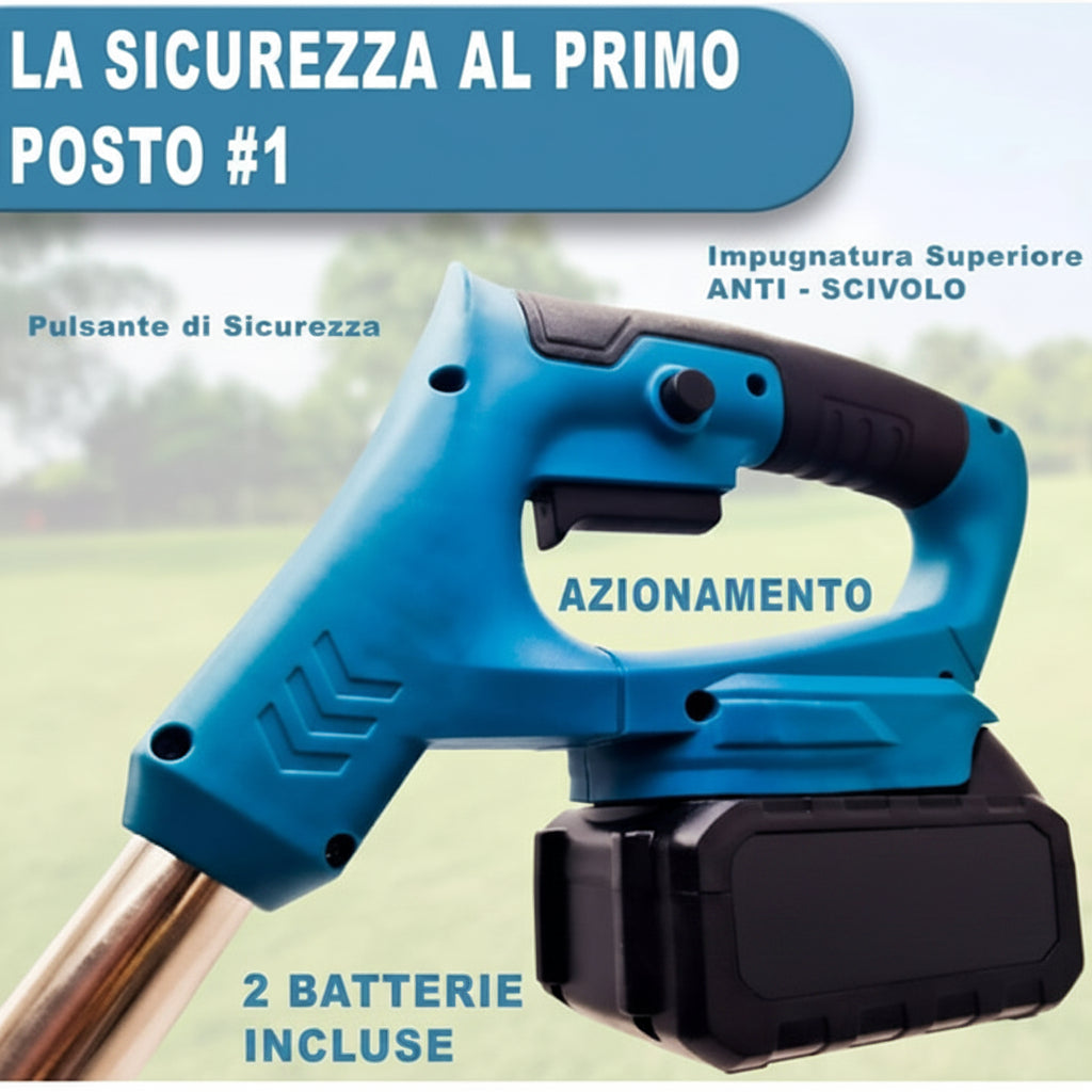 Decespugliatore a Batteria Tagliabordi Testata Regolabile e Maniglia Telescopica
