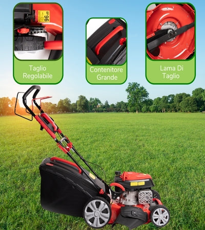 Tagliaerba a scoppio semovente 4in1 Tosaerba a benzina Motore 170cc Taglio 51cm