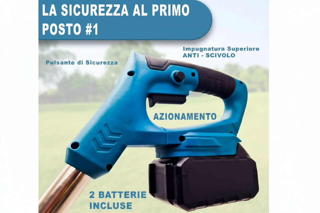 Decespugliatore a Batteria Tagliabordi Testata Regolabile e Maniglia Telescopica