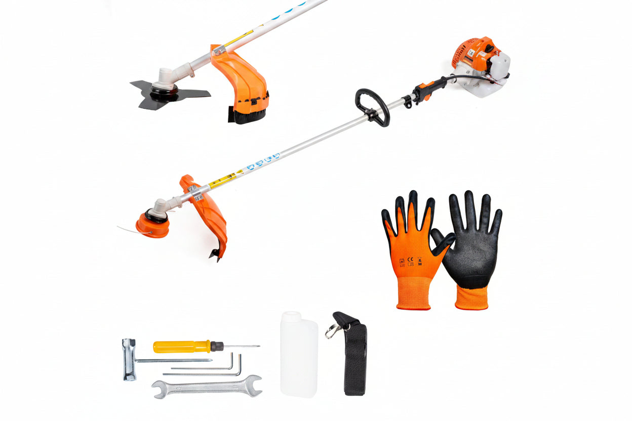 Decespugliatore a scoppio 2 tempi 52 cc con doppio disco e kit accessori incluso