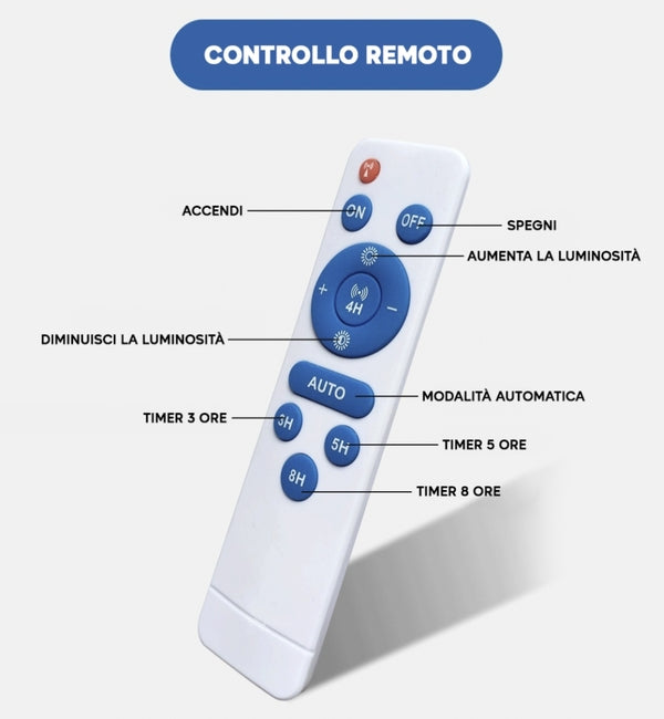 Faro a led 100W, pannello solare con sensore crepuscolare e telecomando, IP 67