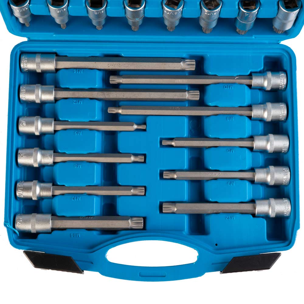 Set 88 pezzi di bussole scanalate, esagonali e torx con attacco prese da 1,2