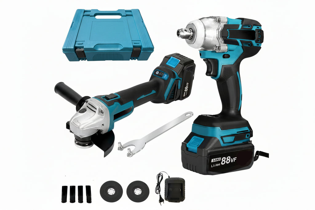 Kit Professionale 2 in 1 Trapano Avvitatore ad Impulsi Smerigliatrice Angolare