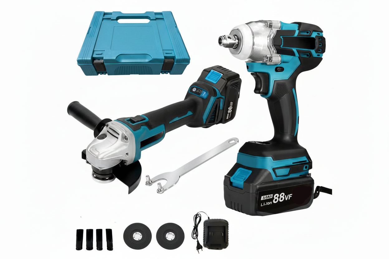 Kit Professionale 2 in 1 Trapano Avvitatore ad Impulsi Smerigliatrice Angolare