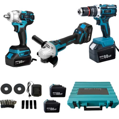 Kit Professionale 3 in 1 Avvitatore + Avvitatore a Impulsi + Smerigliatrice 88V