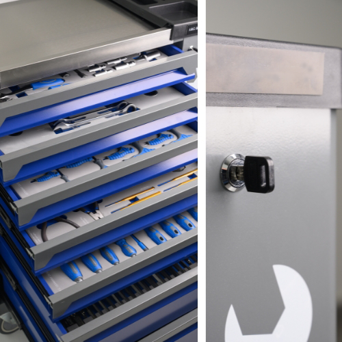 Carrello porta attrezzi con ruote completo di utensili 7 cassetti 256 pezzi