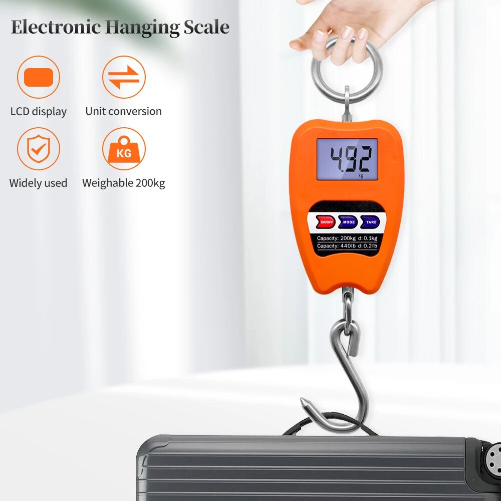 Bilancia Digitale Professionale Industriale Gancio Dinamometro Molla 200 kg