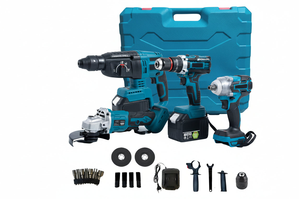 Kit 4 in 1 Avvitatore + Avvitatore a Impulsi + Smerigliatrice + Tassellatore 88V