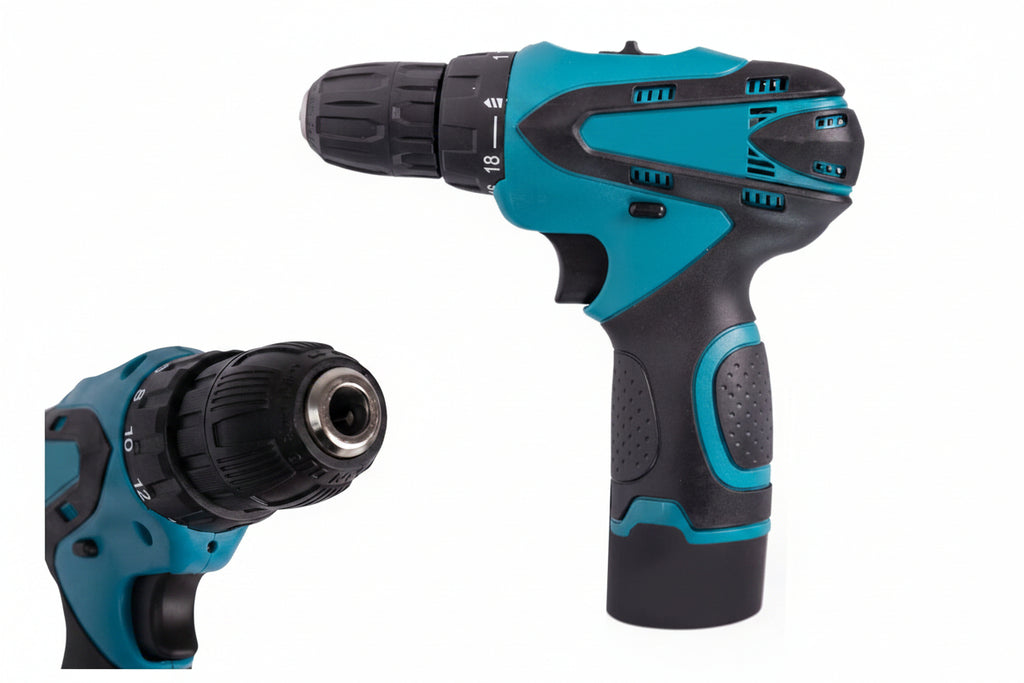 Coppia Trapano Avvitatore a Batteria Professionale 18V, 2 Batterie, 17 Accessori
