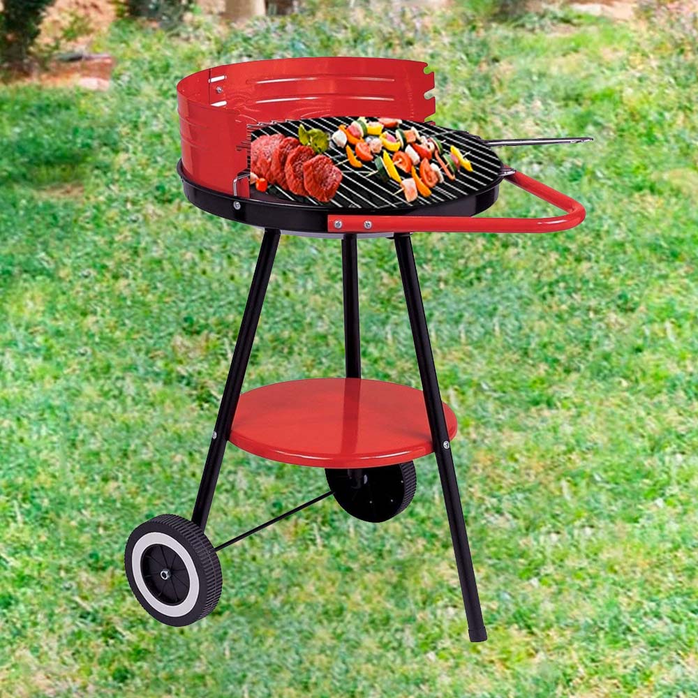 Barbecue tondo a carbone o carbonella 48,5cm di diametro griglia cromata 4 piani