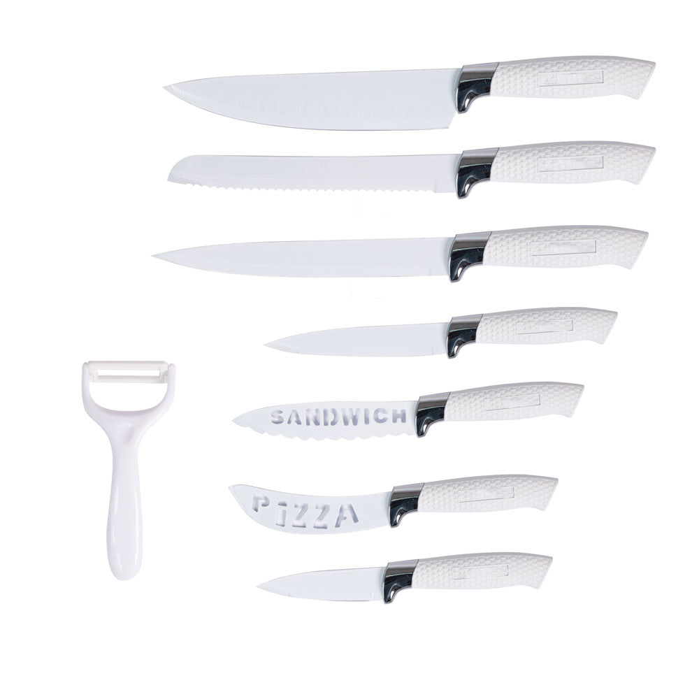Set di coltelli piu' pelapatate colore bianco 8 pezzi di alta qualità