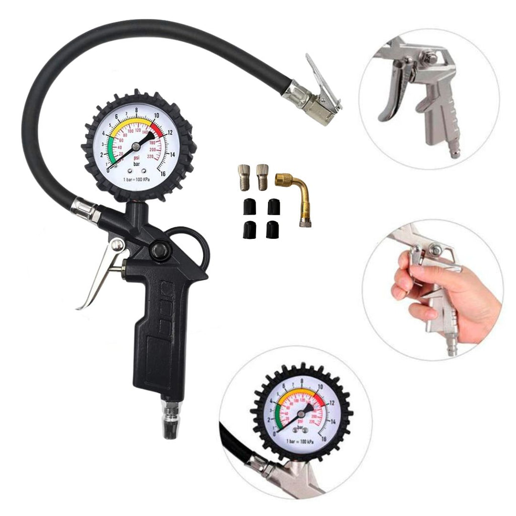 Pistola Gonfiaggio Pneumatici Professionale con Manometro per Pressione Gomme