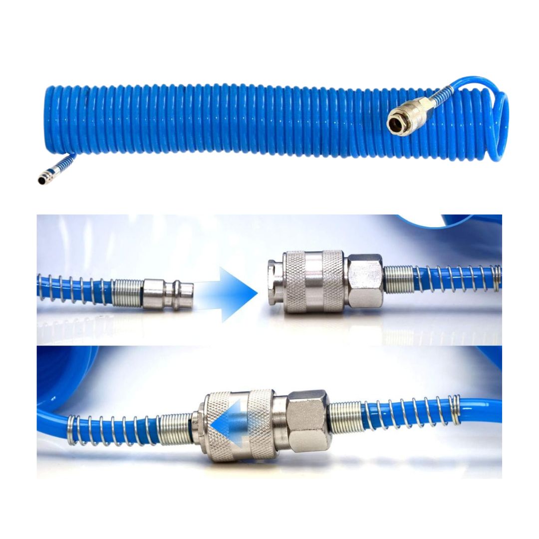 Tubo Aria Compressa 15/20 Metri Flessibile per Compressore Attacco Rapido