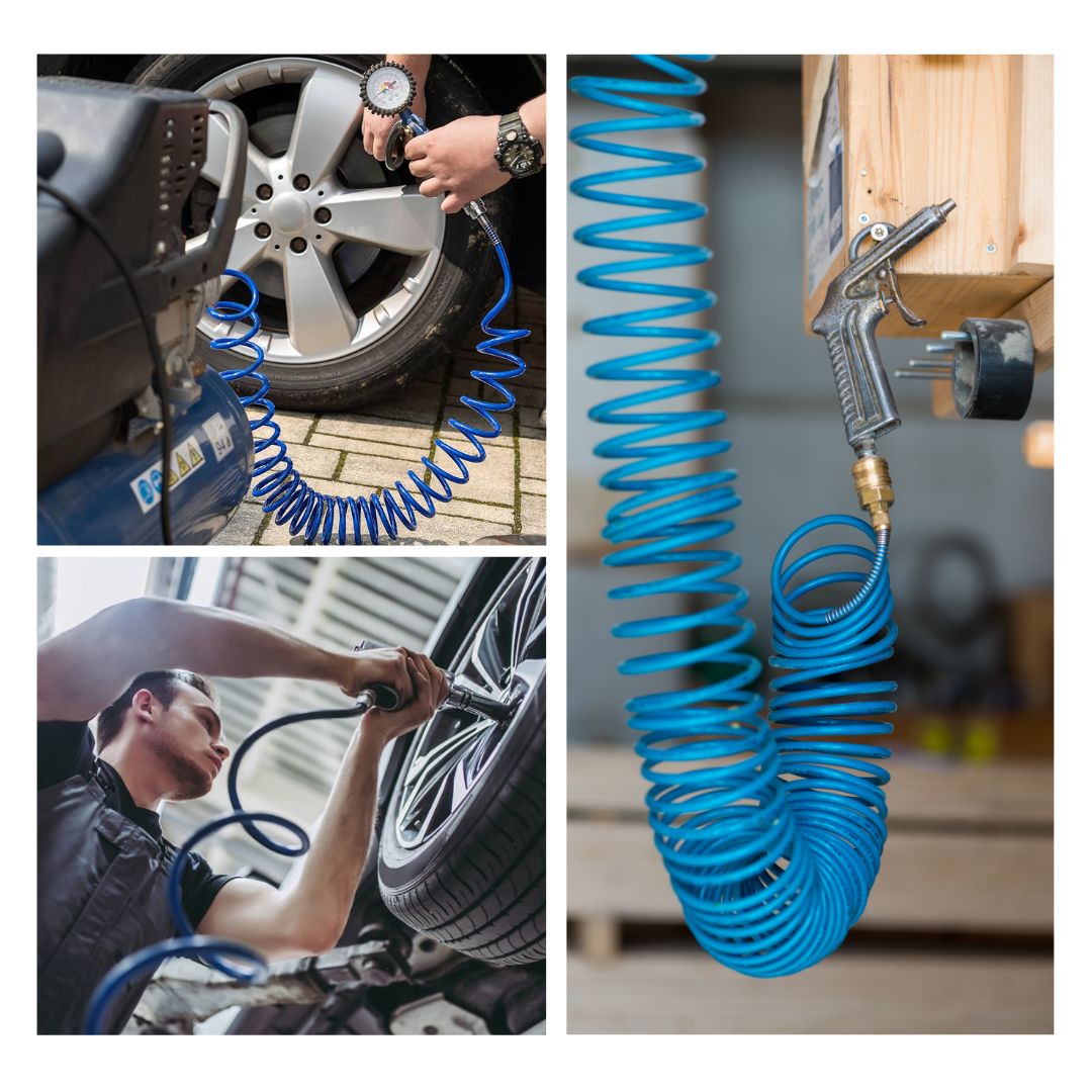 Tubo Aria Compressa 15/20 Metri Flessibile per Compressore Attacco Rapido
