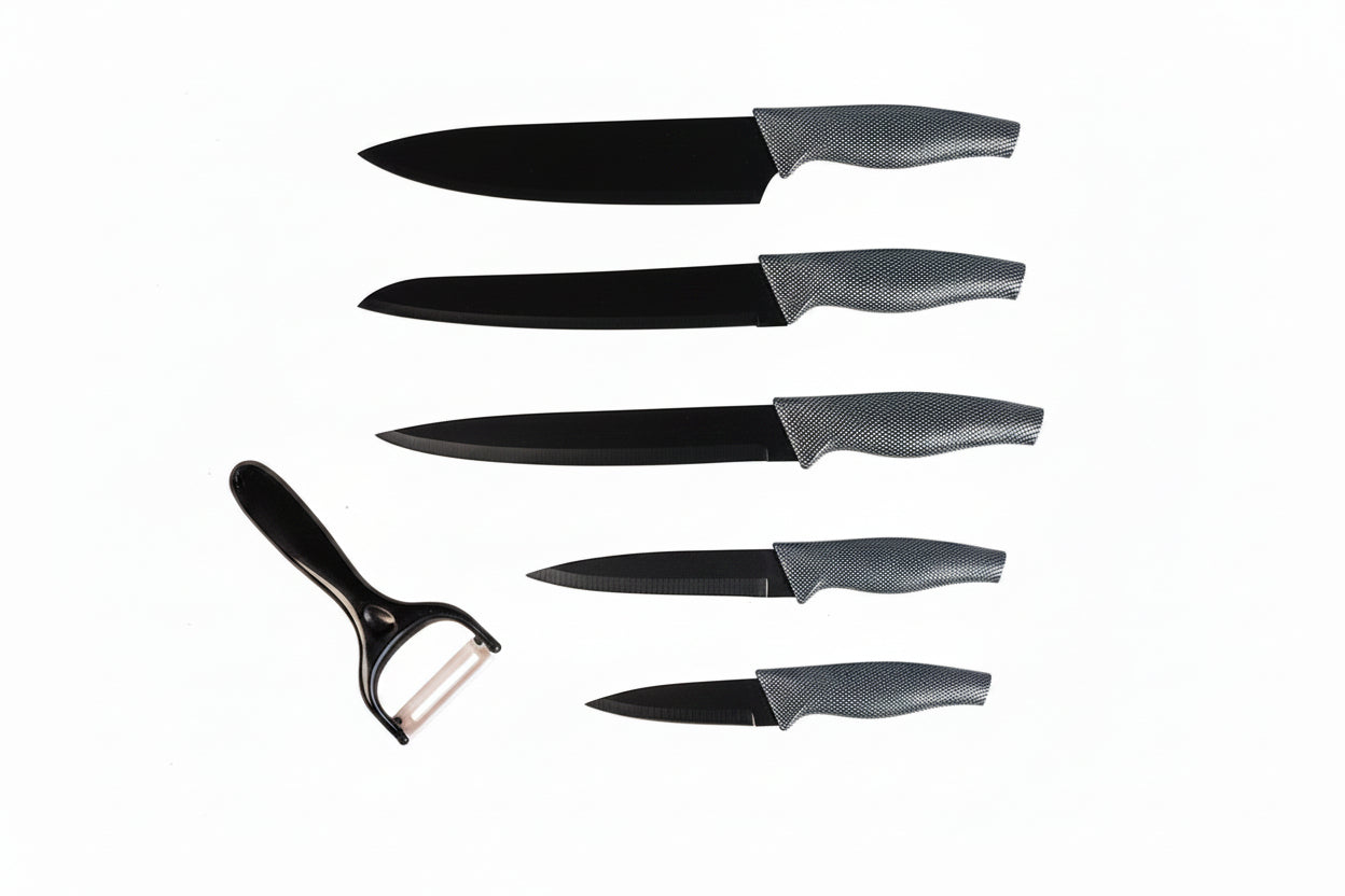 Set di coltelli piu' pelapatate colore carbon 6 pezzi di alta qualità