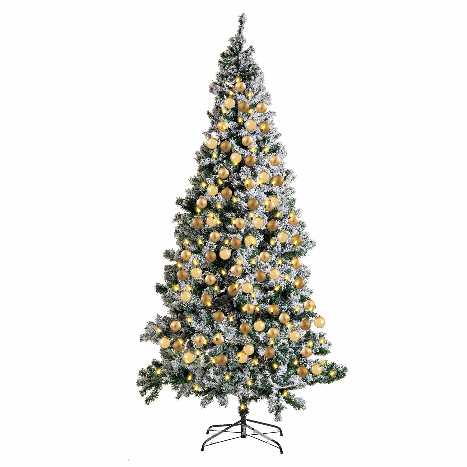 Albero di natale innevato da 240cm in pino verde 1200 rami annodati e rinforzati