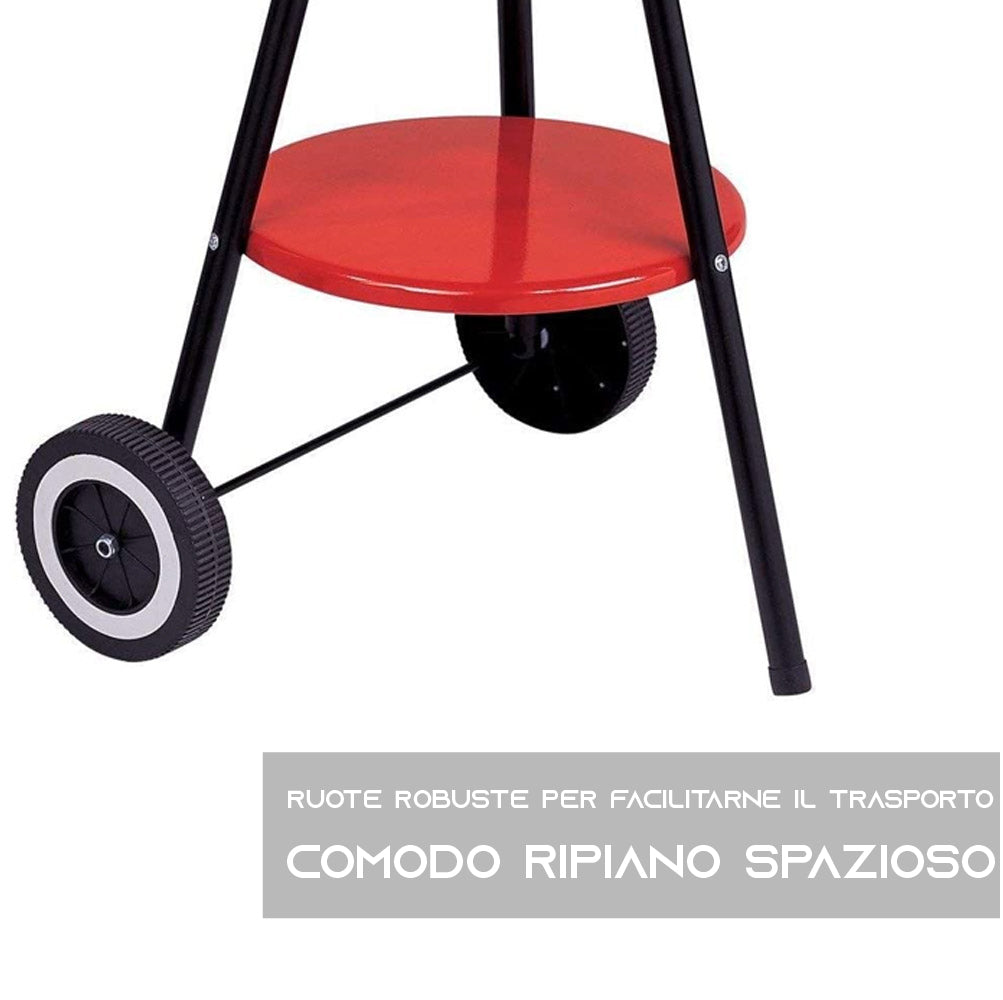 Barbecue tondo a carbone o carbonella 48,5cm di diametro griglia cromata 4 piani