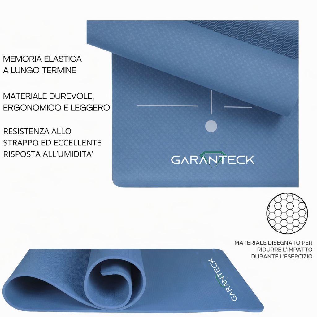 Tappetino Yoga in TPE Ecologico Doppio strato Antiscivolo 180x61 cm con Custodia